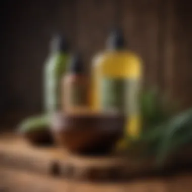 Natural Hair Care Solutions Natural hair care products displayed on a wooden surface