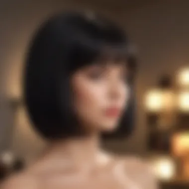 Online Shopping for Wigs Online shopping experience for black wigs on a digital device