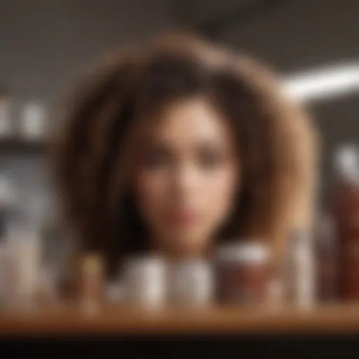 A variety of curly hair products displayed elegantly on a vanity.