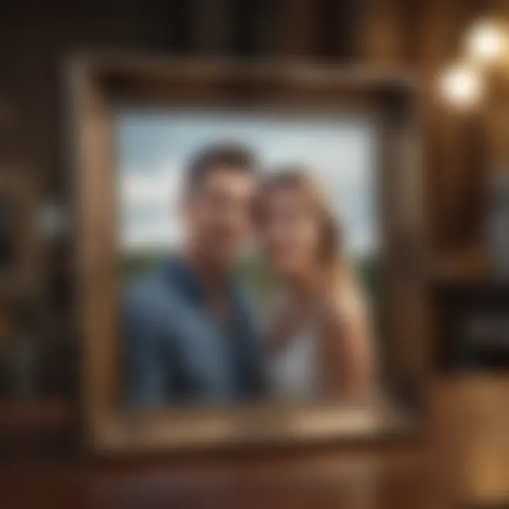 A tailored photo frame displaying a cherished picture of the couple