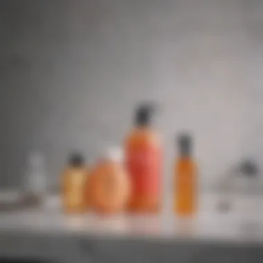 Curated Body Acne Products for Effective Treatment A serene bathroom setting showcasing a selection of body acne treatment products arranged aesthetically.