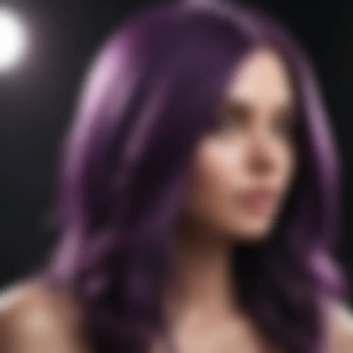 Application of purple shampoo on lustrous hair