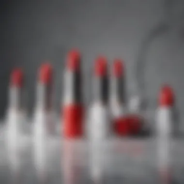 Luxurious Red Lipstick Collection on Marble Surface