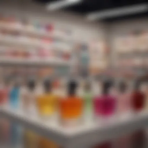 A vibrant display of various fragrance bottles at Ulta showcasing diversity and elegance.