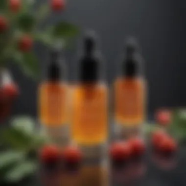 A selection of high-quality seaberry face oils displayed with their ingredients