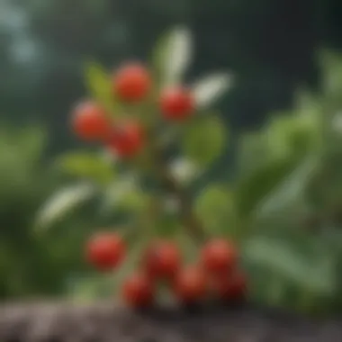 A close-up view of fresh seaberries growing on a branch