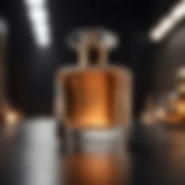 An elegant perfume ad featuring a luxury brand with a captivating tagline.