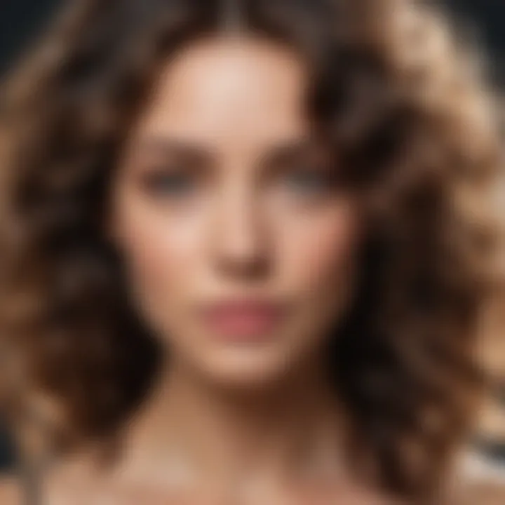 Close-up of wavy hair with product application