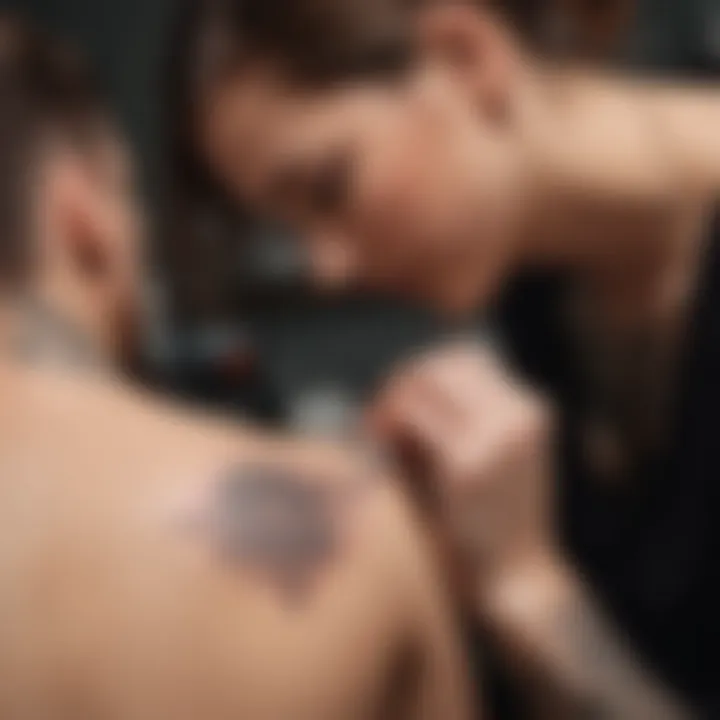 Close-up of a skilled artist applying a semi-permanent tattoo