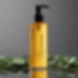 An elegant display of Shu Uemura cleansing oils showcasing their texture and purity.