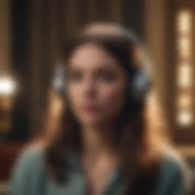 A peaceful setting with a person enjoying music on headphones