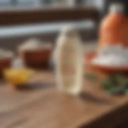 Sunscreen bottle with natural ingredients displayed on a wooden table