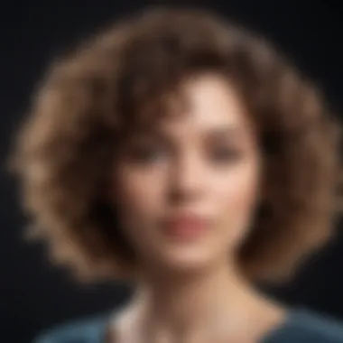 A chic shoulder-length curly haircut with volume.