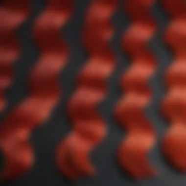 Vibrant red hair dye swatches