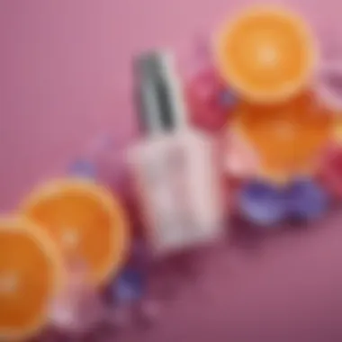 Key Ingredients in Anti-Aging Skincare Illustration of key anti-aging ingredients such as retinol, hyaluronic acid, and peptides on a colorful background