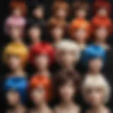 A vibrant array of wig styles displayed on mannequins