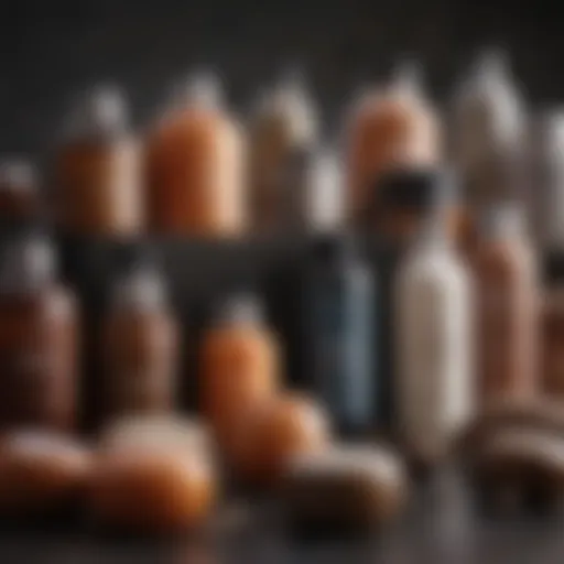 An assortment of protein hair treatment products arranged aesthetically