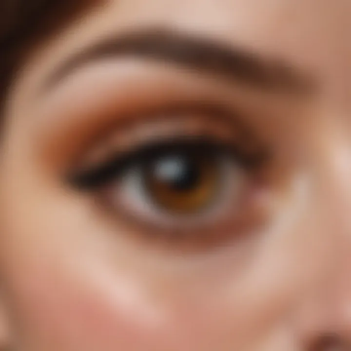 Close-up of a custom indie eyeshadow blend with artistic design