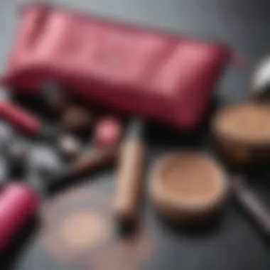 Close-up of different materials used in makeup bags