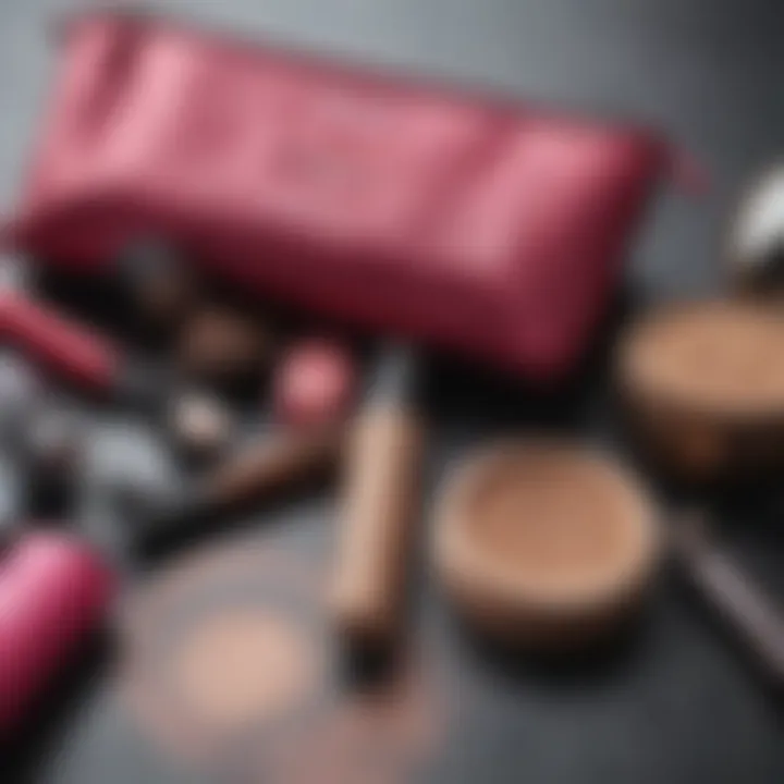 Close-up of different materials used in makeup bags