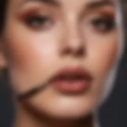 Elegant application of Nyx Brown Lip Liner on lips