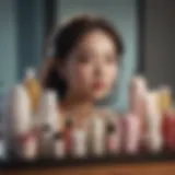 A vibrant display of various Korean skincare products showcasing diversity