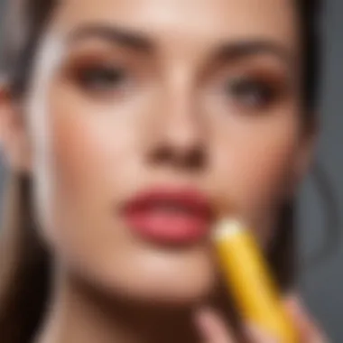 User applying Revlon Oil Stick in a natural setting