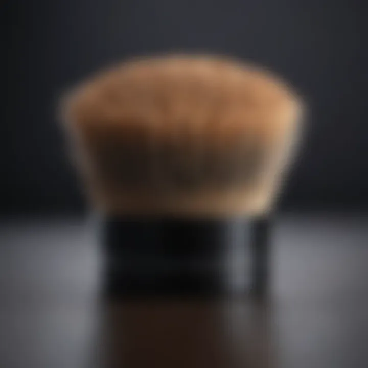Close-up view of the bristles of a short foundation brush showcasing its texture.