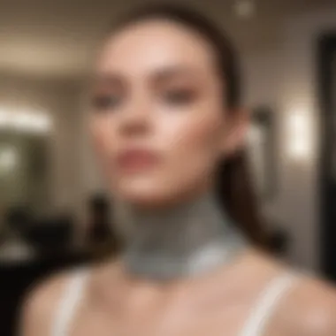 Stylish neck strips displayed in a salon setting