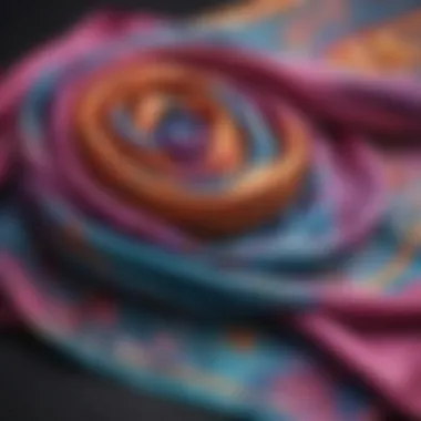 Unique hand-painted silk scarf in vibrant colors