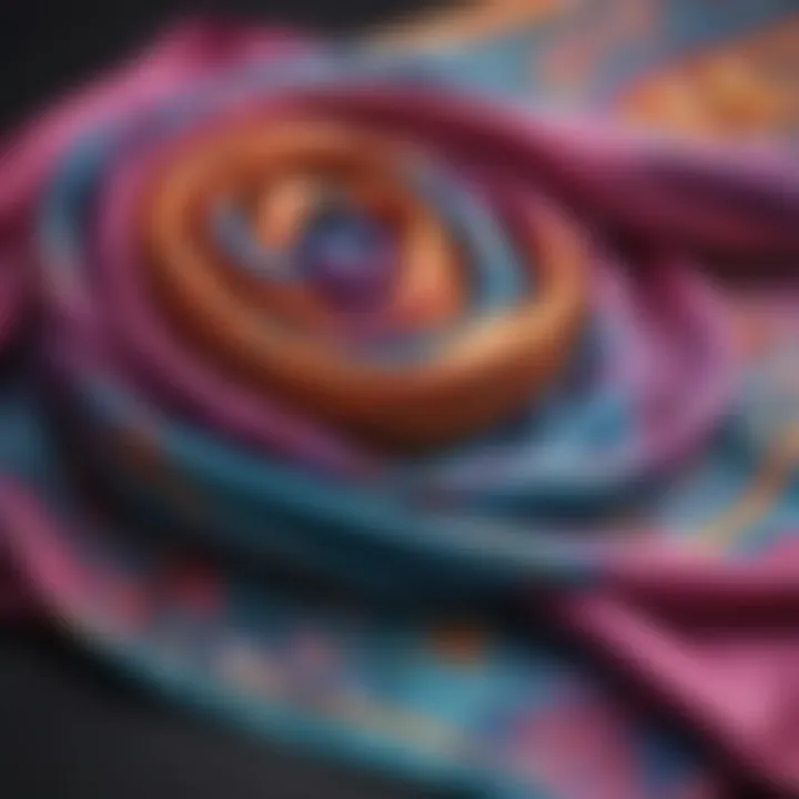 Unique hand-painted silk scarf in vibrant colors