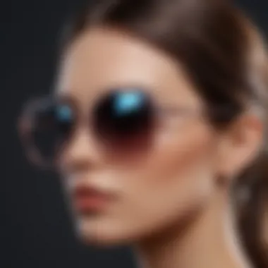 Artistic illustration of sunglasses integrated with geometric shapes