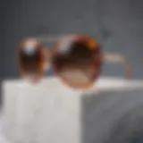 Abstract art of sunglasses on a marble sculpture