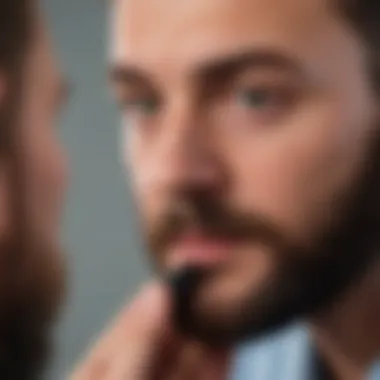 Expert applying facial treatment to facial hair