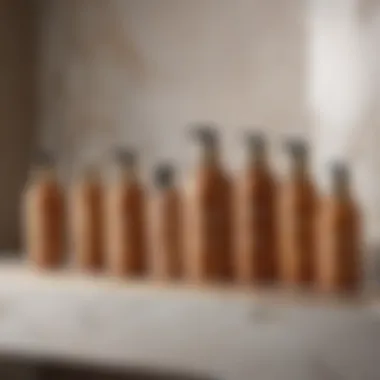 Luxurious fake tan bottles on a marble countertop