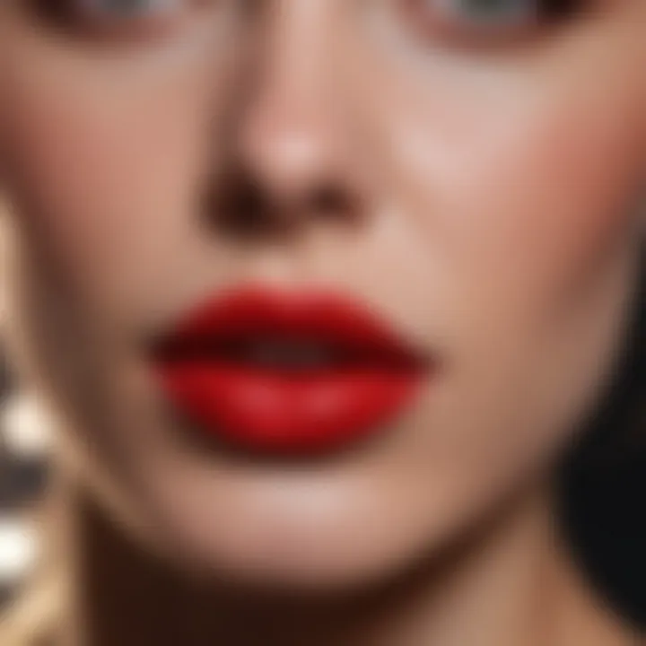 Vibrant red lipstick against cool-toned complexion