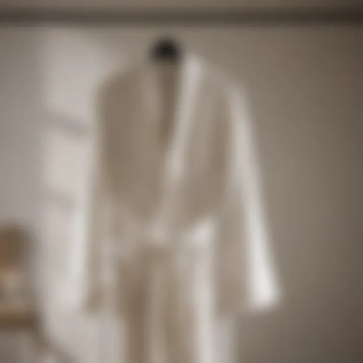 White company robe hanging gracefully in a sunlit room