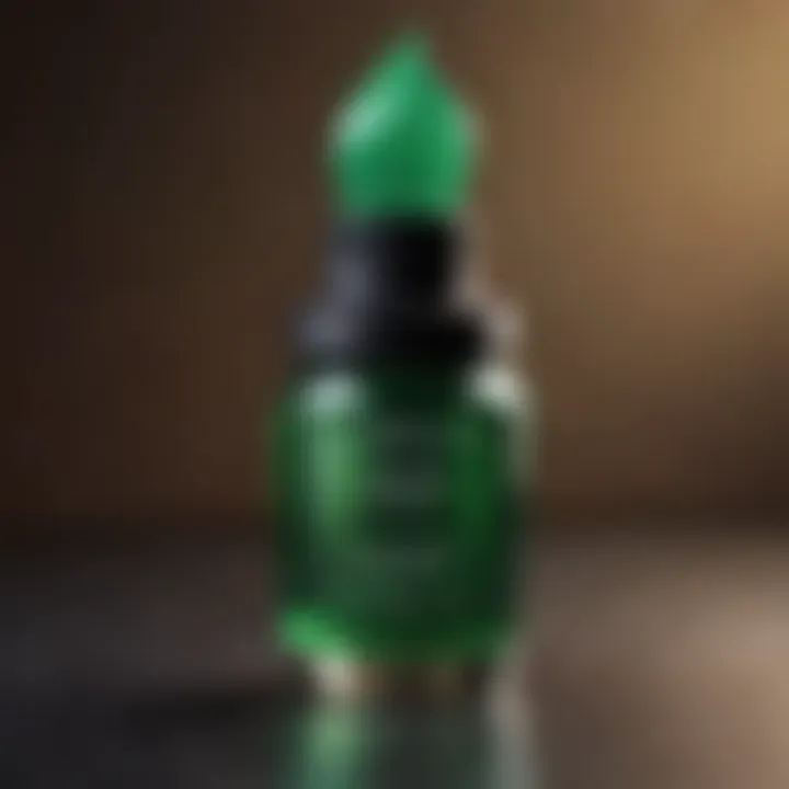 Vibrant green hair dye bottle