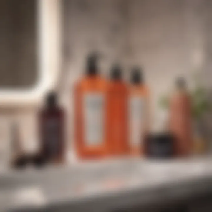 Illustration of hair care tips laid out on a bathroom counter