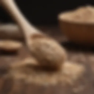 Oat grains on wooden spoon