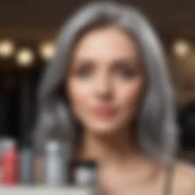 A selection of hair dye products suitable for gray coloring.