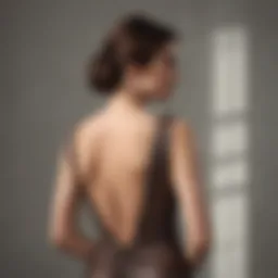 Elegant woman showcasing a backless dress with a stylish design