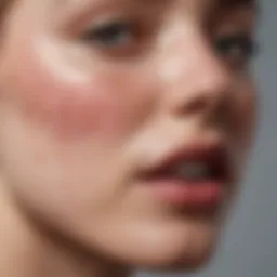 Close-up view of inflamed skin with pimple by mouth