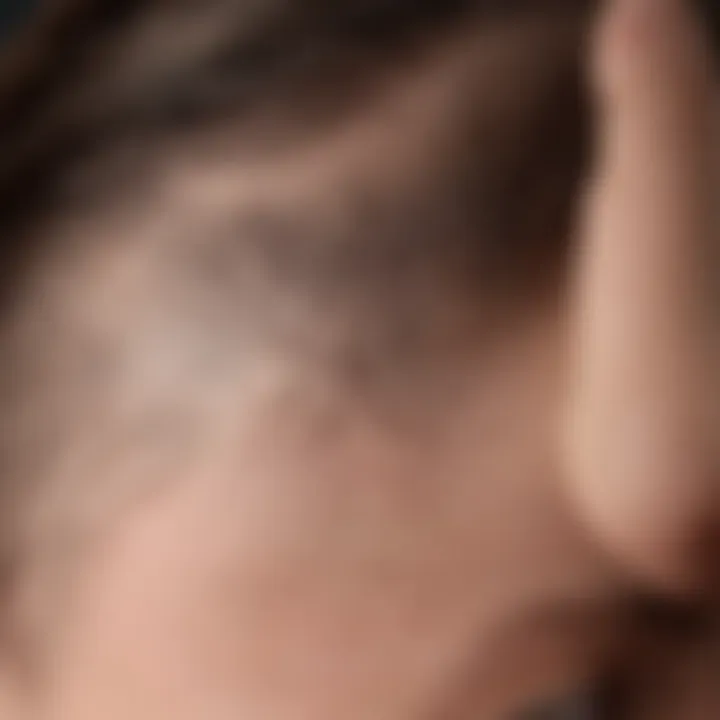 Close-up of scalp psoriasis inflammation