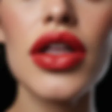 Close-up of the rich Leo Lipstick shade on lips