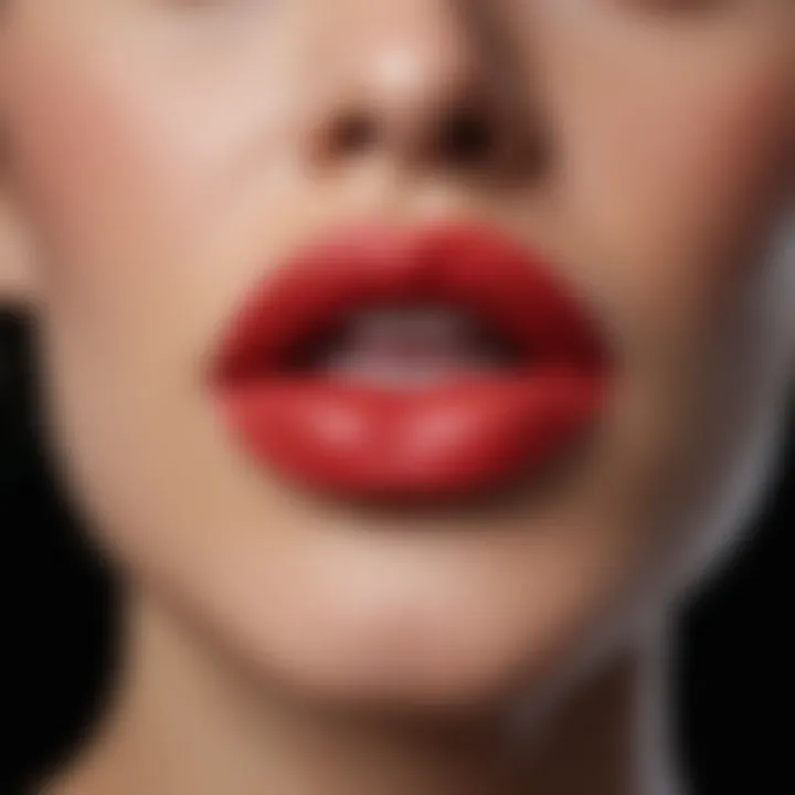 Close-up of the rich Leo Lipstick shade on lips