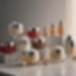 An assortment of lifting creams displayed elegantly on a vanity