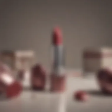 Aesthetic Beauty Arrangement Aesthetic flat lay of MAC Act Natural Lipstick alongside natural beauty elements