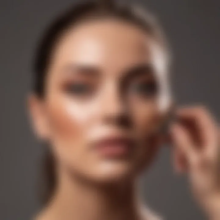 Illustration depicting a makeup artist blending foundation on a model's face