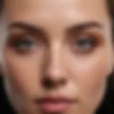 Close-up of concealer applied under the eyes